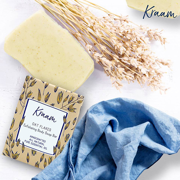 Kraam Oat Flakes Exfoliating Body Soap Bar