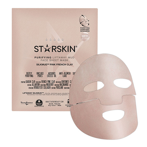 STARSKIN  Silkmud Pink French Clay Purifying Liftaway Mud Face Sheet Mask