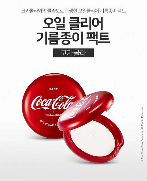 แป้งอัดแข็ง THEFACESHOP Coca Cola Oil Clear Blotting Pact